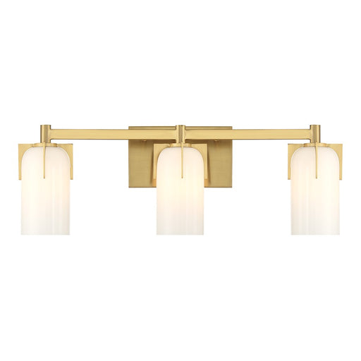 Savoy House Caldwell 3 Light Bath, Warm Brass/Etched White Opal - 8-4128-3-322