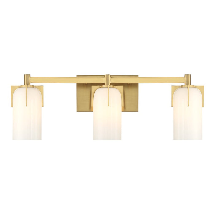 Savoy House Caldwell 3 Light Bath, Warm Brass/Etched White Opal - 8-4128-3-322