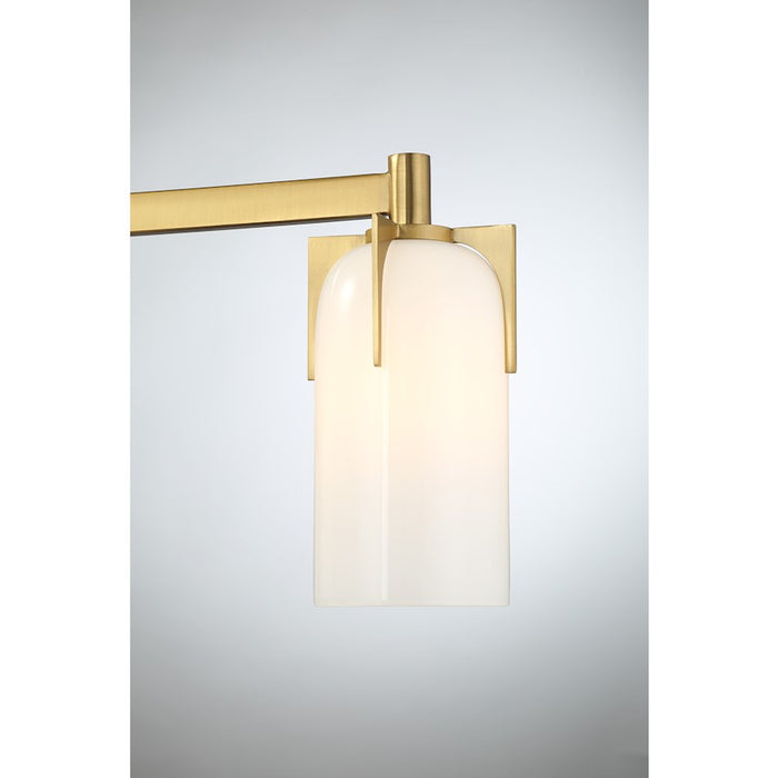 Savoy House Caldwell 3 Light Bath, Warm Brass/Etched White Opal