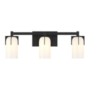 Savoy House Caldwell 3 Light Bath, Matte Black/Etched White Opal - 8-4128-3-BK