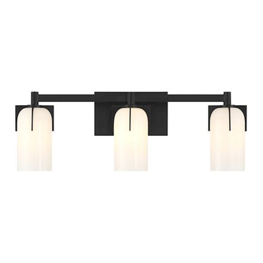 Savoy House Caldwell 3 Light Bath, Matte Black/Etched White Opal - 8-4128-3-BK