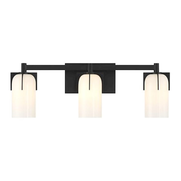 Savoy House Caldwell 3 Light Bath, Matte Black/Etched White Opal - 8-4128-3-BK