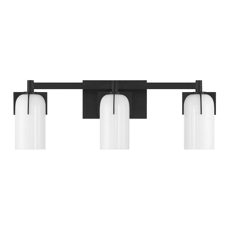Savoy House Caldwell 3 Light Bath, Matte Black/Etched White Opal