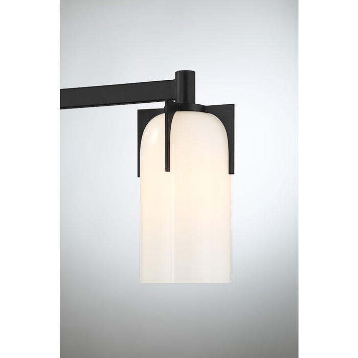 Savoy House Caldwell 3 Light Bath, Matte Black/Etched White Opal