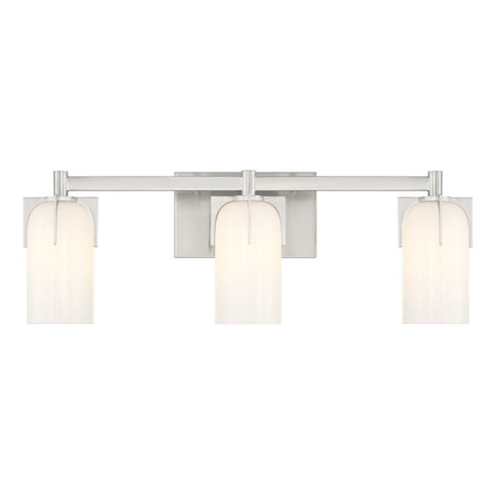 Savoy House Caldwell 3 Light Bath, Satin Nickel/Etched White Opal - 8-4128-3-SN