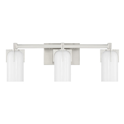 Savoy House Caldwell 3 Light Bath, Satin Nickel/Etched White Opal