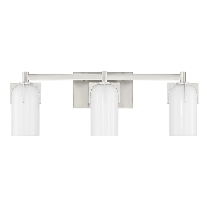 Savoy House Caldwell 3 Light Bath, Satin Nickel/Etched White Opal