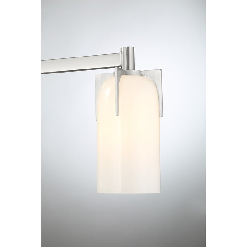 Savoy House Caldwell 3 Light Bath, Satin Nickel/Etched White Opal