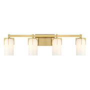 Savoy House Caldwell 4 Light Bath, Warm Brass/Etched White Opal - 8-4128-4-322