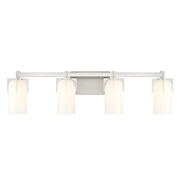 Savoy House Caldwell 4 Light Bath, Satin Nickel/Etched White Opal - 8-4128-4-SN