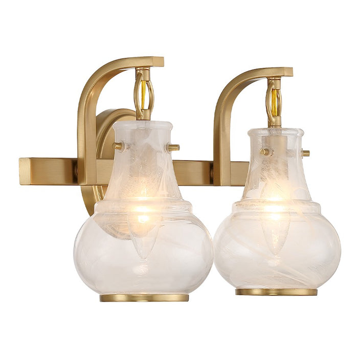 Savoy House Adams 2 Light Bathroom Vanity, Warm Brass/White