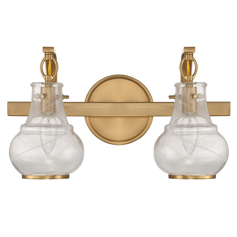 Savoy House Adams 2 Light Bathroom Vanity, Warm Brass/White
