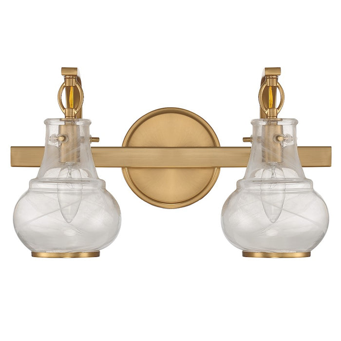Savoy House Adams 2 Light Bathroom Vanity, Warm Brass/White