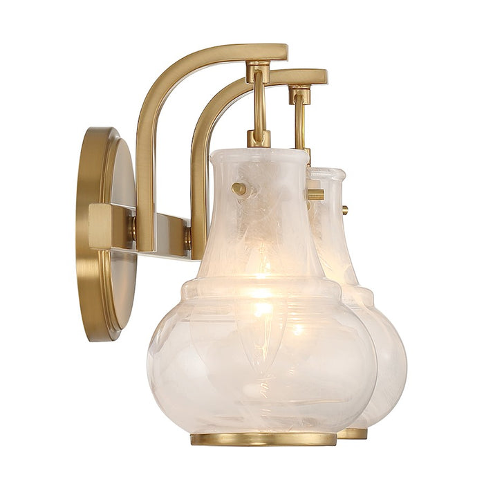 Savoy House Adams 2 Light Bathroom Vanity, Warm Brass/White