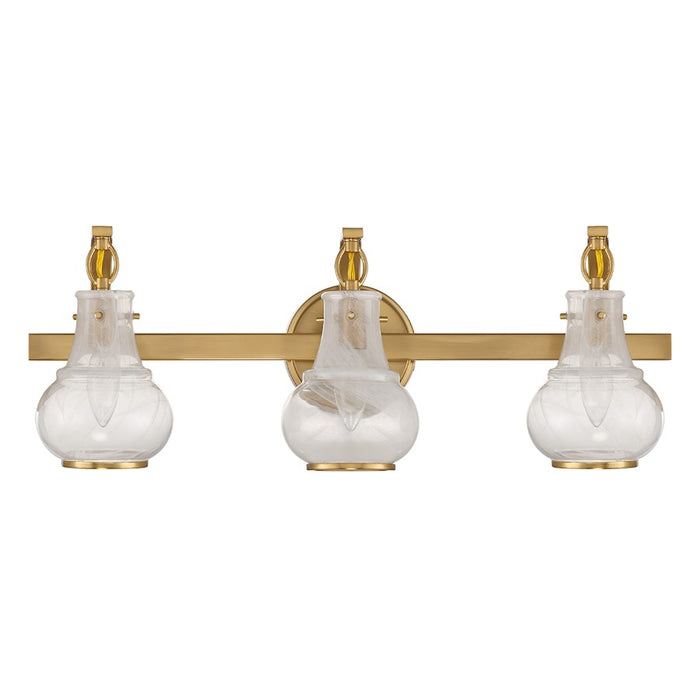 Savoy House Adams 3 Light Bathroom Vanity, Warm Brass/White