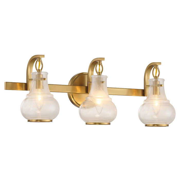 Savoy House Adams 3 Light Bathroom Vanity, Warm Brass/White