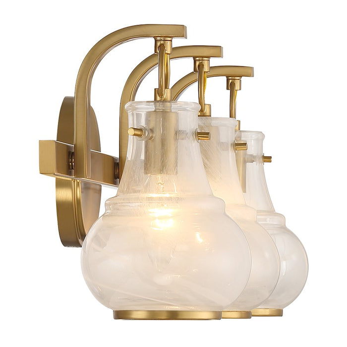 Savoy House Adams 3 Light Bathroom Vanity, Warm Brass/White