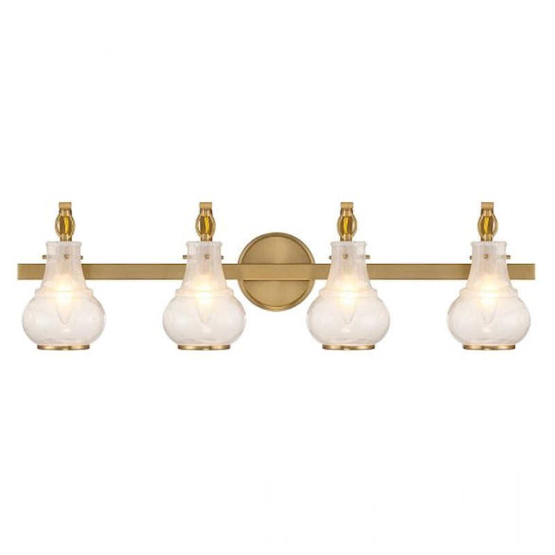 Savoy House Adams 4-Light Bathroom Vanity Light, Warm Brass - 8-4417-4-322
