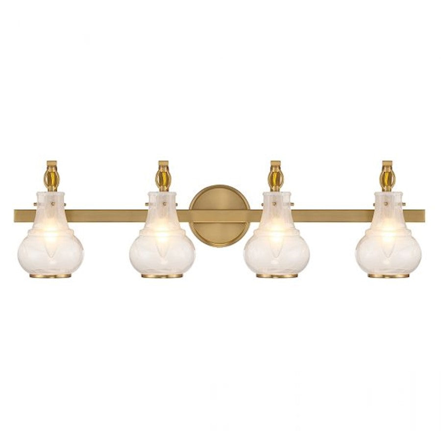 Savoy House Adams 4-Light Bathroom Vanity Light, Warm Brass - 8-4417-4-322