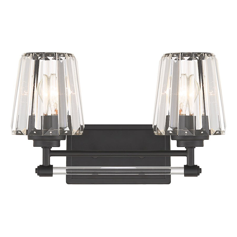 Savoy House Garnet 2-Light Bathroom Vanity Light, Matte Black