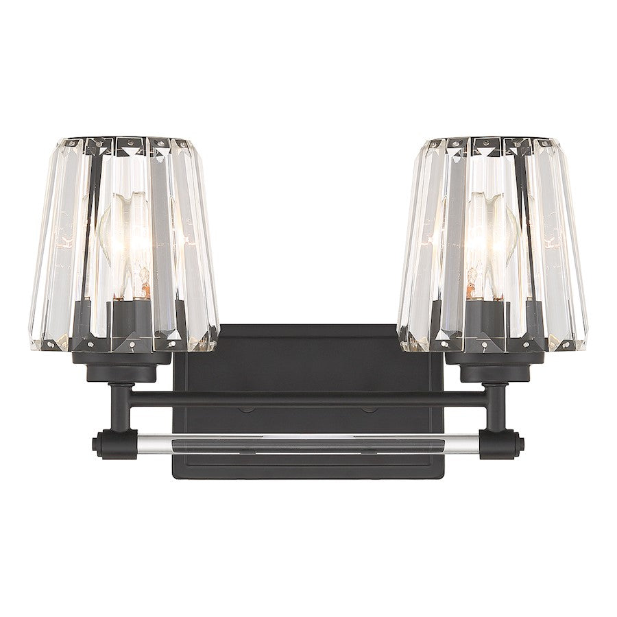 Savoy House Garnet 2-Light Bathroom Vanity Light, Matte Black - 8-6001-2-BK