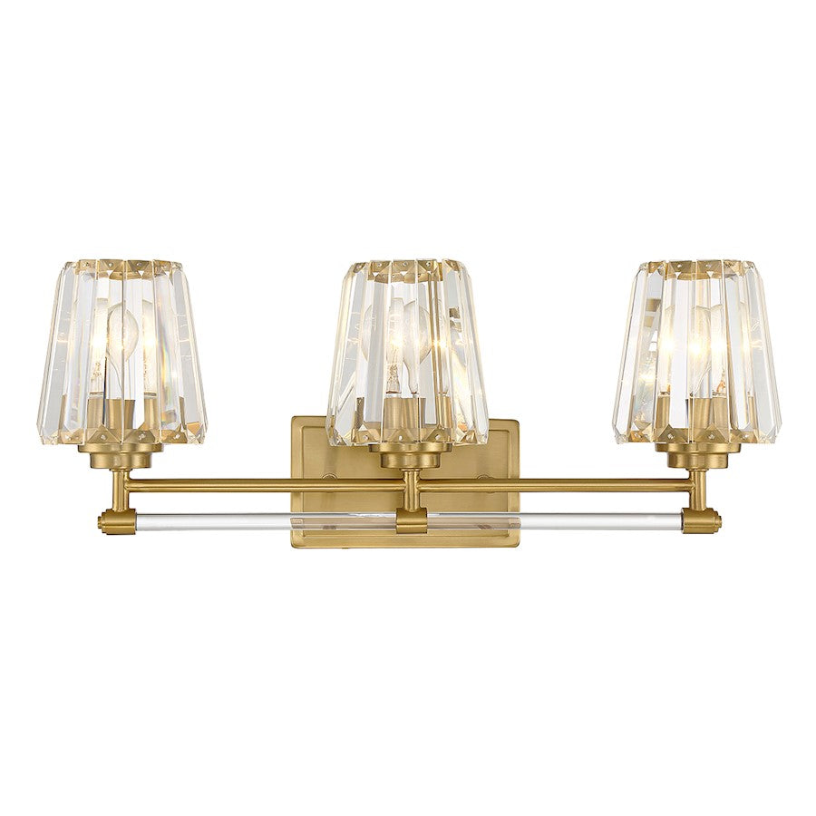 Savoy House Garnet 3-Light Bathroom Vanity Light, Warm Brass - 8-6001-3-322