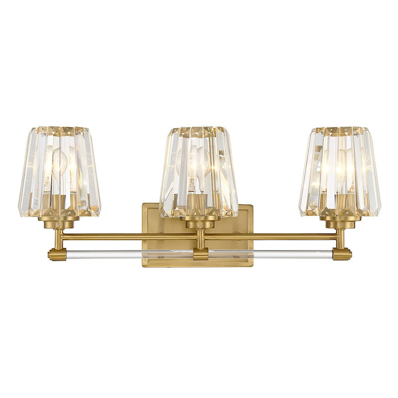 Savoy House Garnet 3-Light Bathroom Vanity Light, Warm Brass