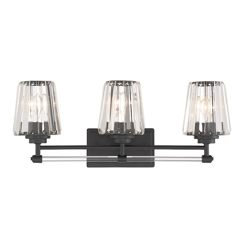 Savoy House Garnet 3-Light Bathroom Vanity Light, Matte Black