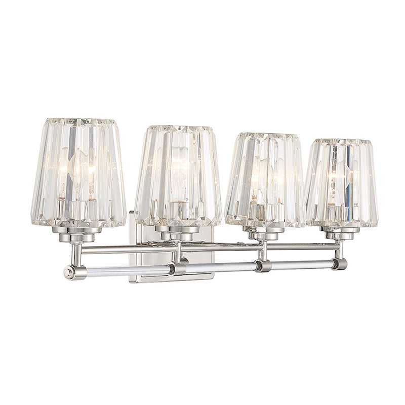 Savoy House Garnet 4-Light Bathroom Vanity Light, Polished Nickel