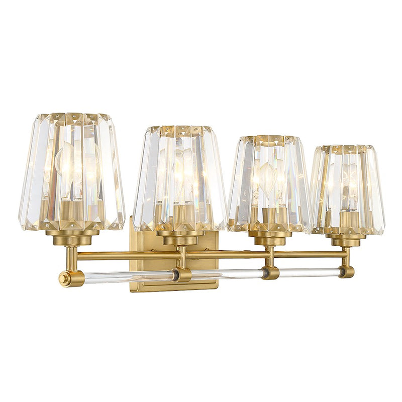 Savoy House Garnet 4-Light Bathroom Vanity Light, Warm Brass