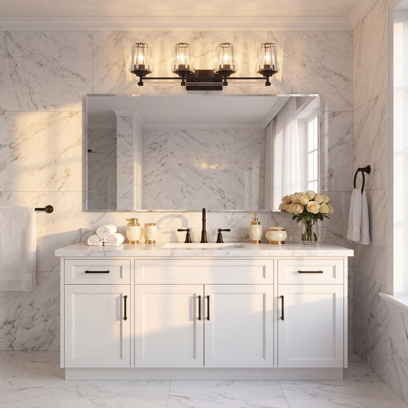 Savoy House Garnet 4-Light Bathroom Vanity Light, Matte Black