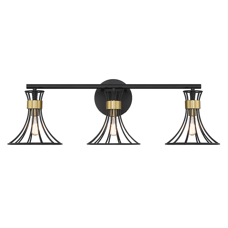 Savoy House Breur 3Lt Bathroom Vanity Light, Black/Brass - 8-6080-3-143