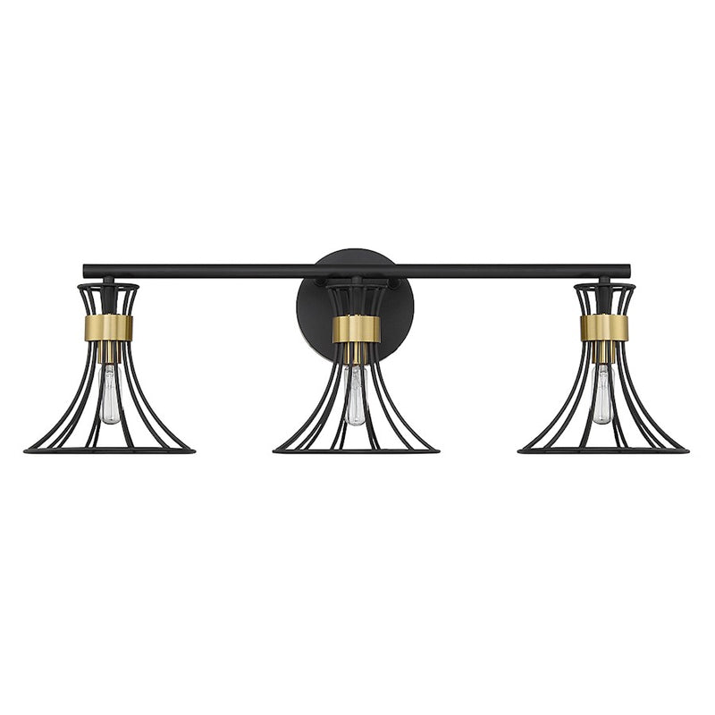 Savoy House Breur 3Lt Bathroom Vanity Light, Black/Brass