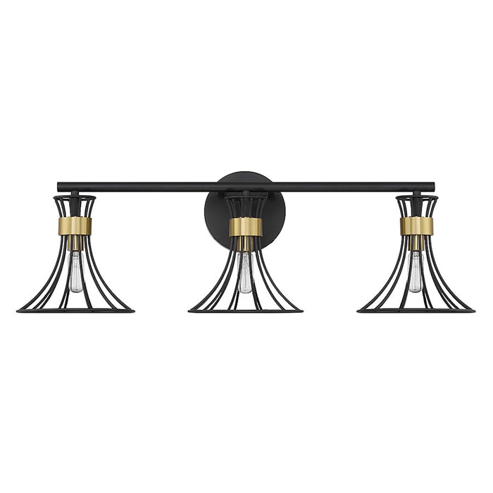 Savoy House Breur 3Lt Bathroom Vanity Light, Black/Brass