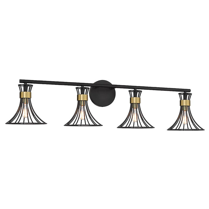 Savoy House Breur 4Lt Bathroom Vanity Light, Black/Brass