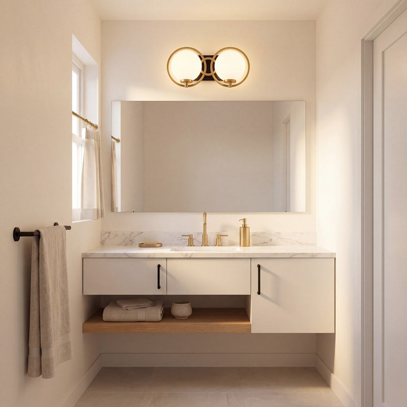 Savoy House Alhambra 2 Light Bath, Black/Brass/Soft Frosted