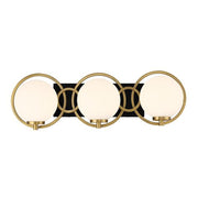 Savoy House Alhambra 3 Light Bath, Black/Brass/Soft Frosted - 8-6180-3-143