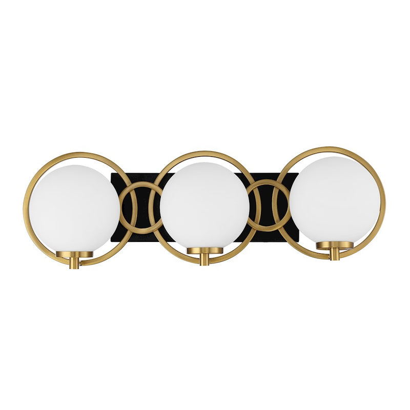 Savoy House Alhambra 3 Light Bath, Black/Brass/Soft Frosted