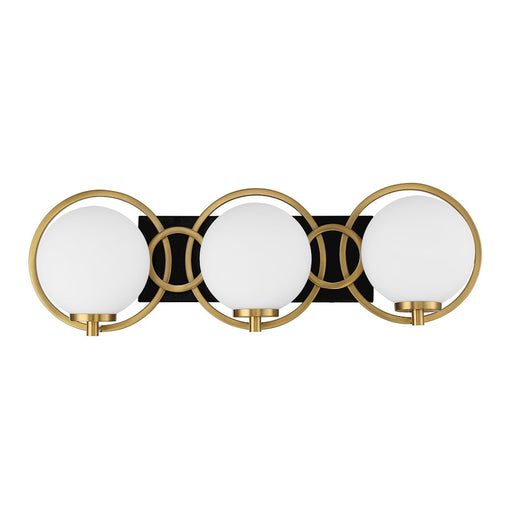 Savoy House Alhambra 3 Light Bath, Black/Brass/Soft Frosted