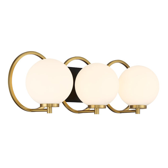 Savoy House Alhambra 3 Light Bath, Black/Brass/Soft Frosted