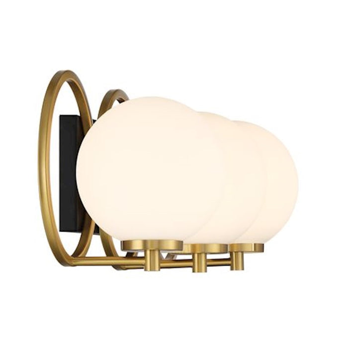 Savoy House Alhambra 3 Light Bath, Black/Brass/Soft Frosted