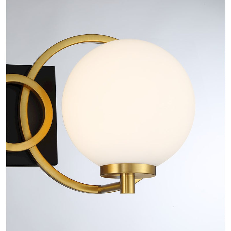 Savoy House Alhambra 3 Light Bath, Black/Brass/Soft Frosted