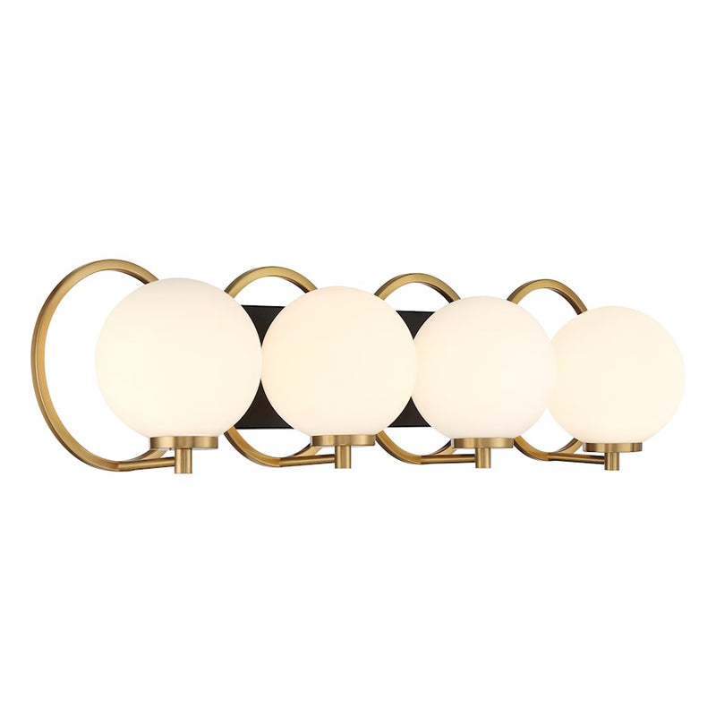 Savoy House Alhambra 4 Light Bath, Black/Brass/Soft Frosted