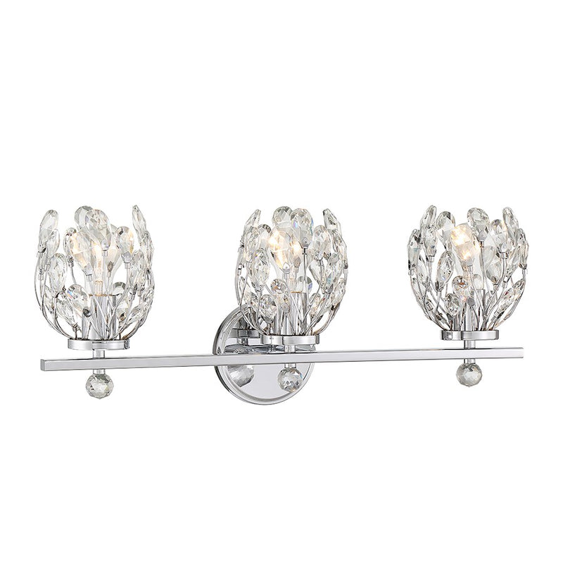 Savoy House Moreno 3-Light Bathroom Vanity Light, Chrome