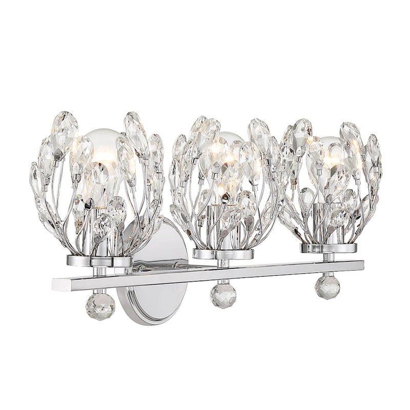 Savoy House Moreno 3-Light Bathroom Vanity Light, Chrome
