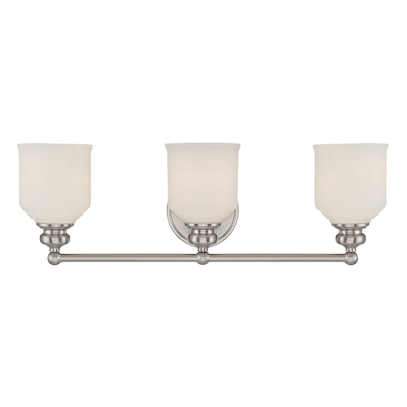 Savoy House Melrose 3-Light Bathroom Vanity Light, Satin Nickel