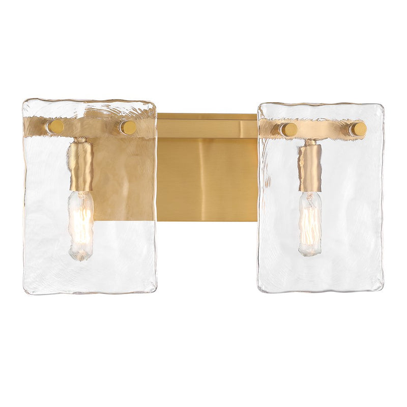 Savoy House Genry 2 Light Bath, Warm Brass/Handmade Water