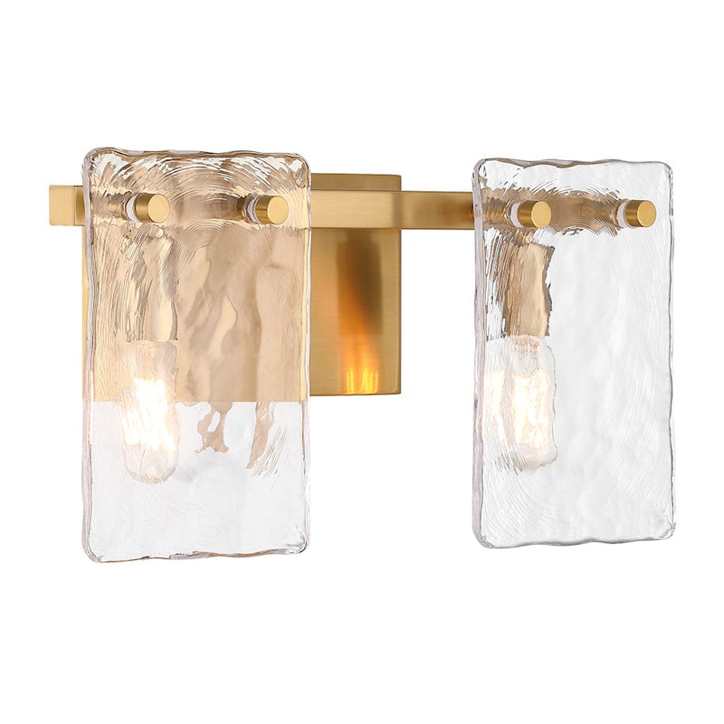 Savoy House Genry 2 Light Bath, Warm Brass/Handmade Water