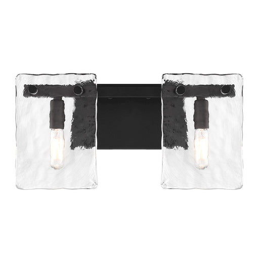 Savoy House Genry 2 Light Bath, Matte Black/Handmade Water - 8-8204-2-BK