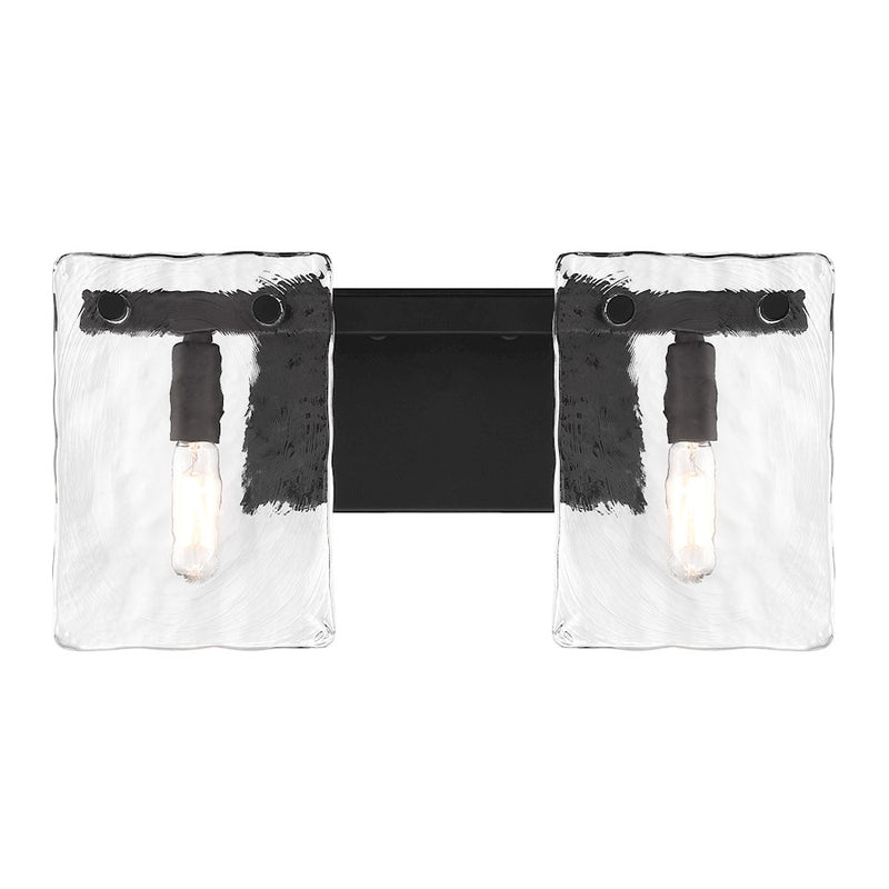 Savoy House Genry 2 Light Bath, Matte Black/Handmade Water